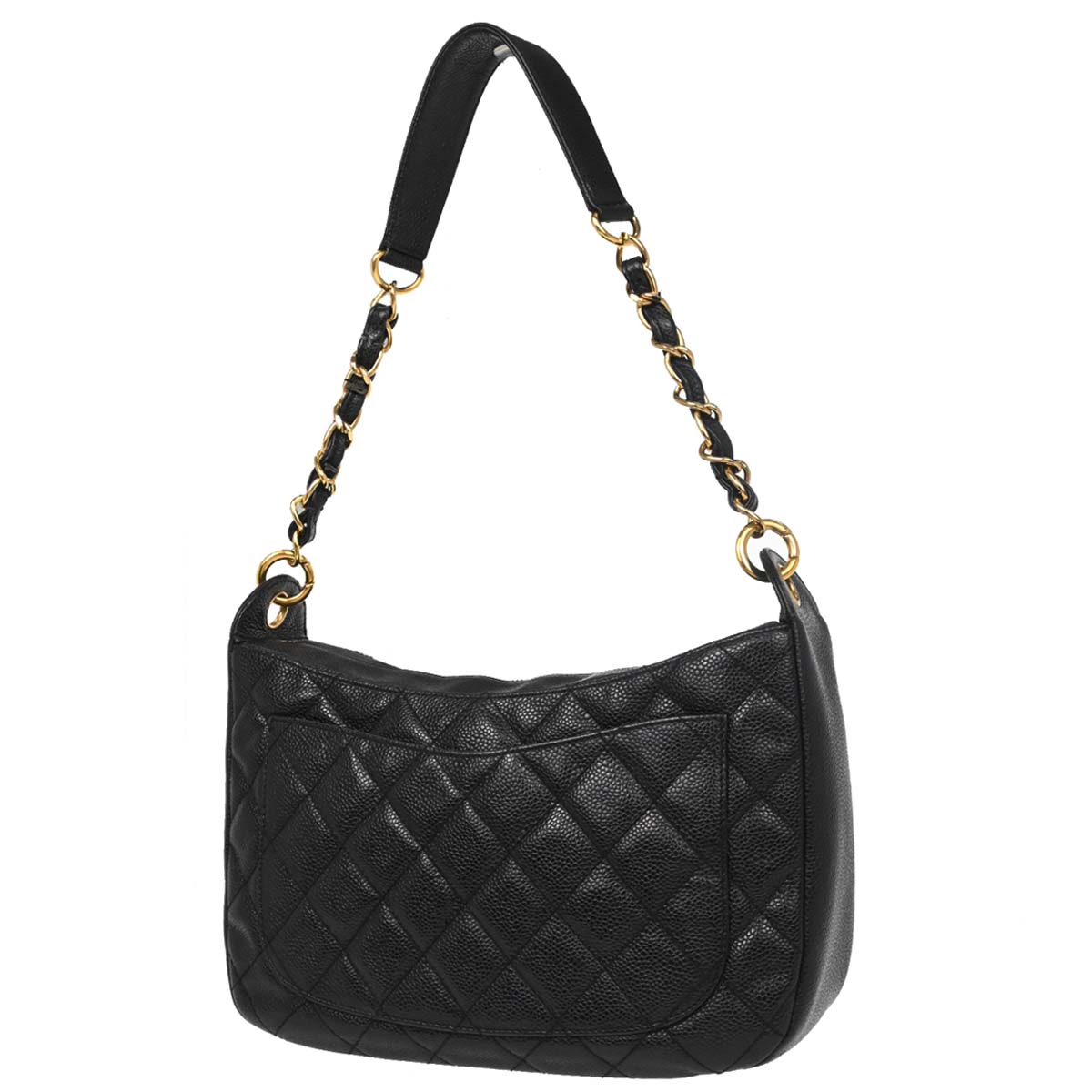 Chanel Black Caviar Skin Hobo Handbag