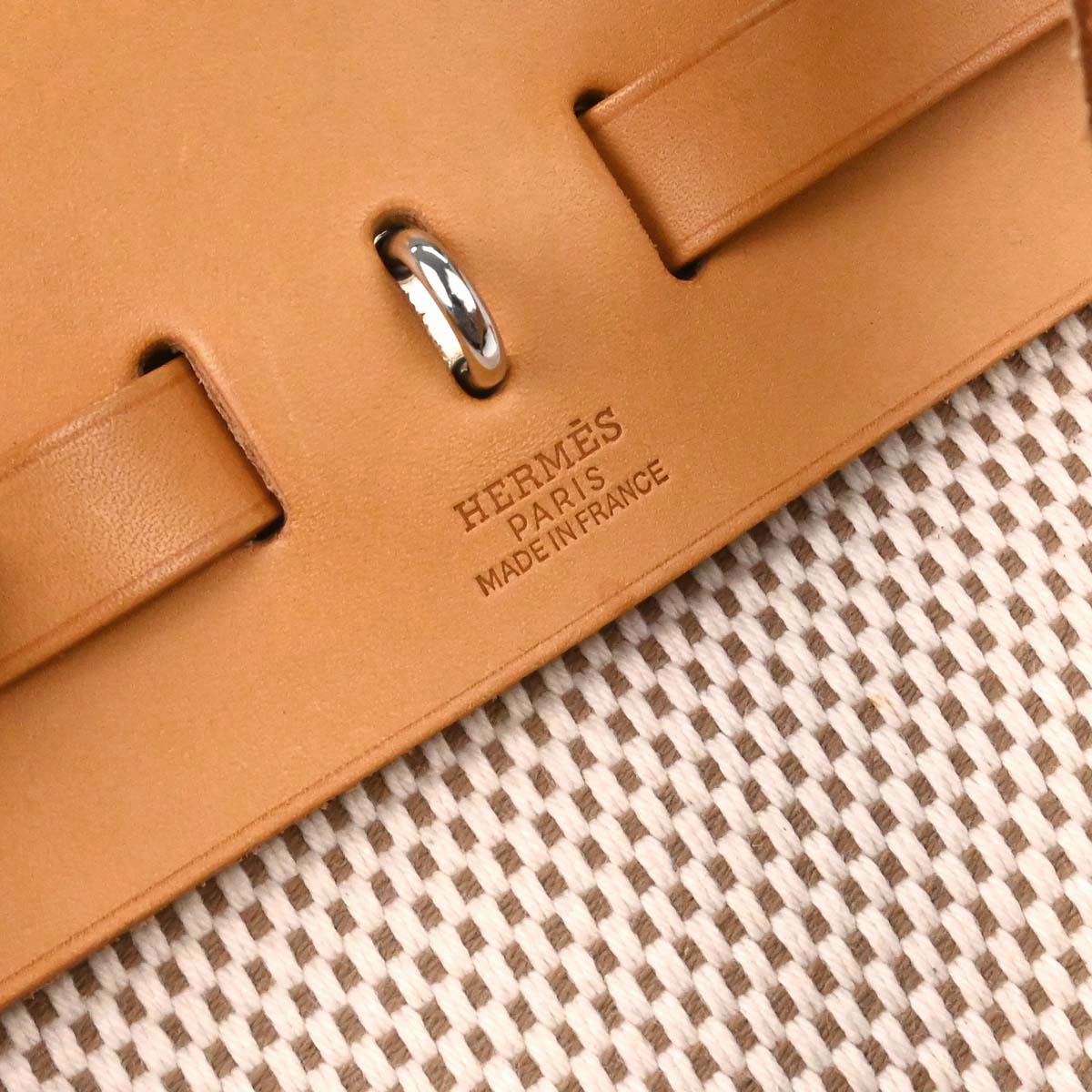 Hermes Beige Black Toile GM Officier Herbag PM 2 in 1 Shoulder Handbag