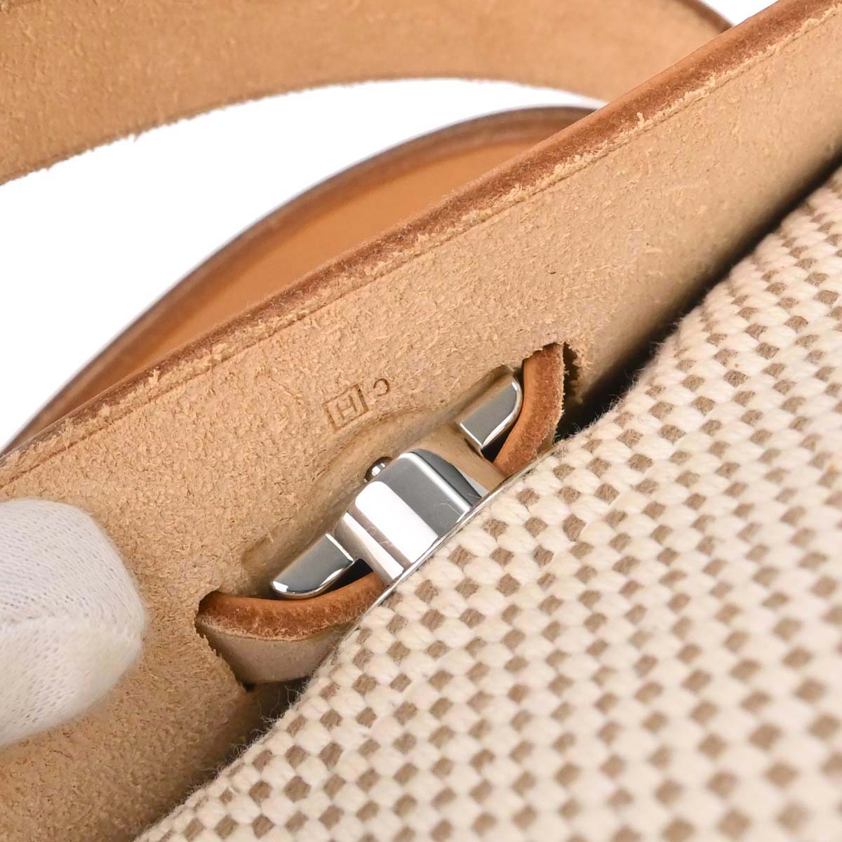 Hermes Beige Black Toile GM Officier Herbag PM 2 in 1 Shoulder Handbag