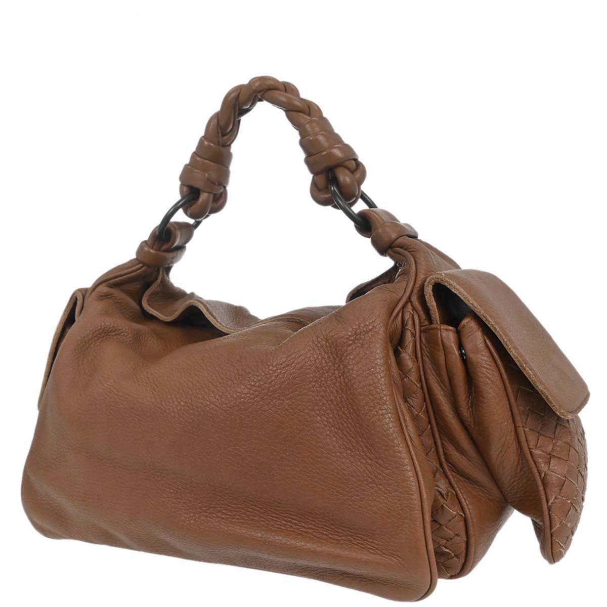 Bottega Veneta Brown Leather Intrecciato Handbag