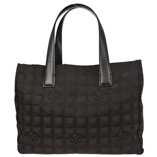 Chanel Brown Jacquard Nylon Travel Line Tote Handbag