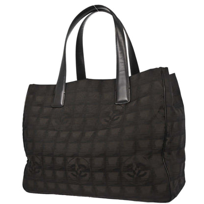 Chanel Brown Jacquard Nylon Travel Line Tote Handbag