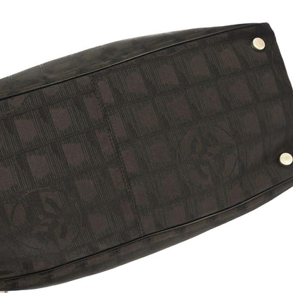 Chanel Brown Jacquard Nylon Travel Line Tote Handbag