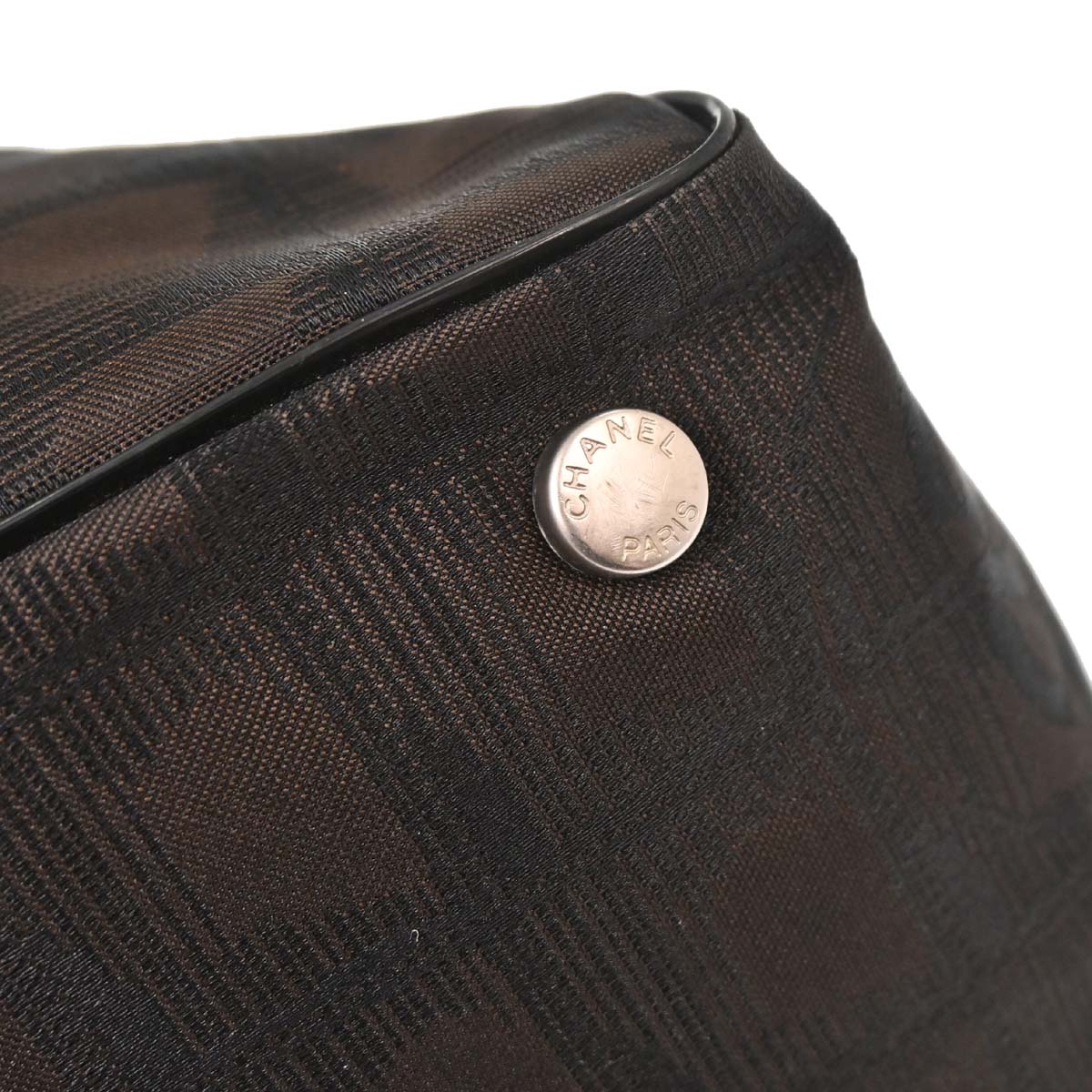 Chanel Brown Jacquard Nylon Travel Line Tote Handbag