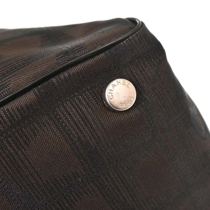 Chanel Brown Jacquard Nylon Travel Line Tote Handbag