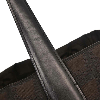 Chanel Brown Jacquard Nylon Travel Line Tote Handbag