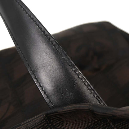 Chanel Brown Jacquard Nylon Travel Line Tote Handbag