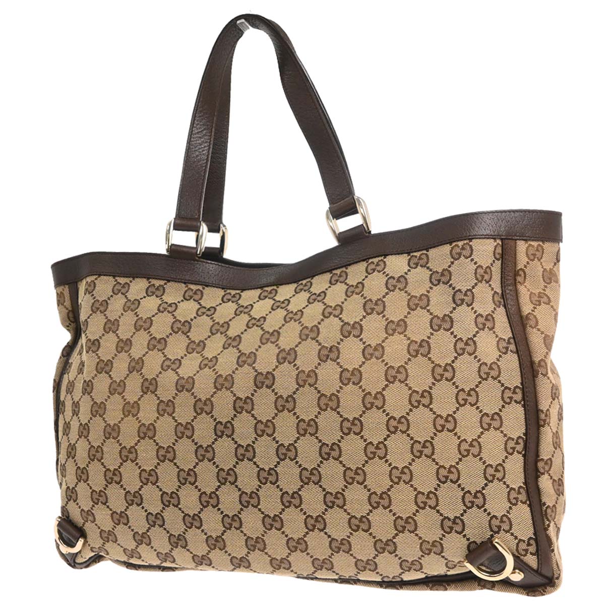 Gucci Beige Canvas GG Abbey D Ring Tote Handbag
