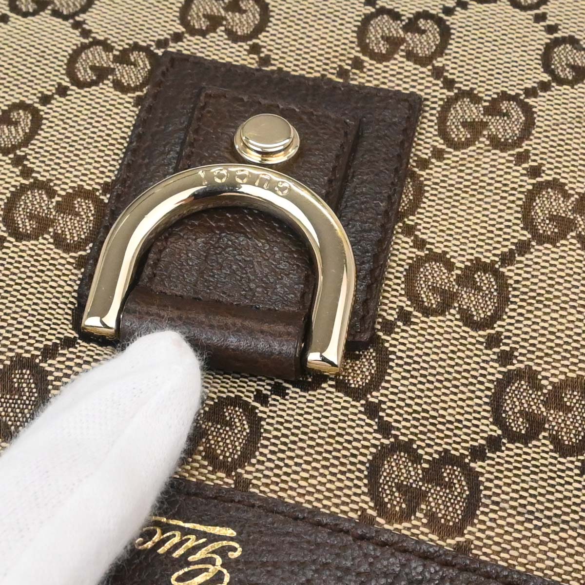 Gucci Beige Canvas GG Abbey D Ring Tote Handbag