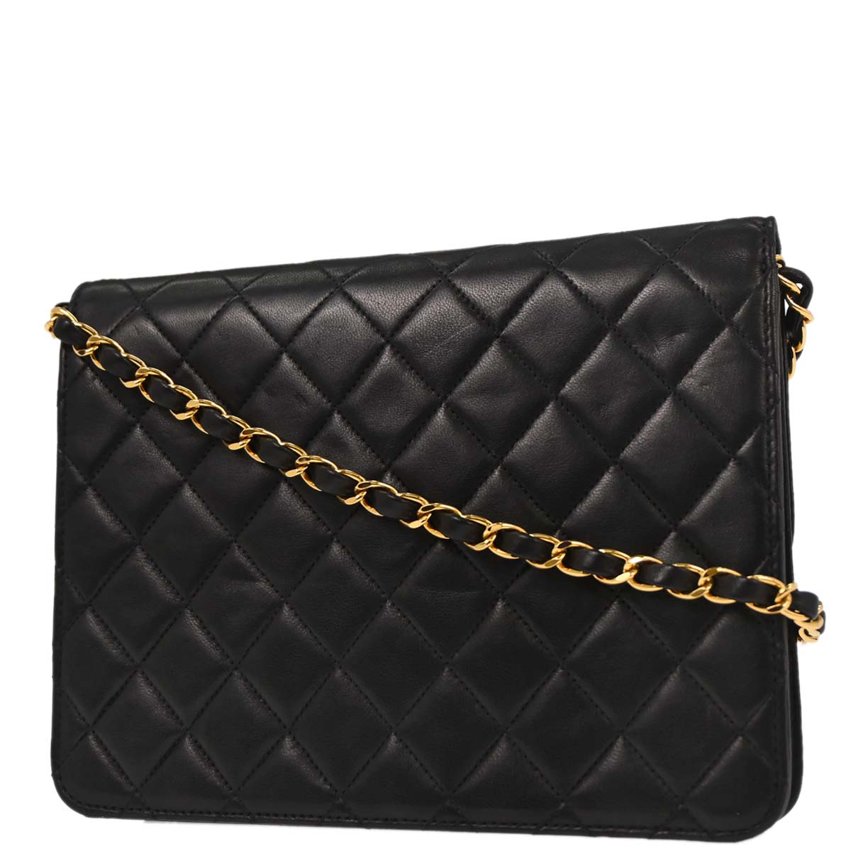 Chanel 2002-2003 Black Lambskin Turnlock Small Half Flap Shoulder Bag
