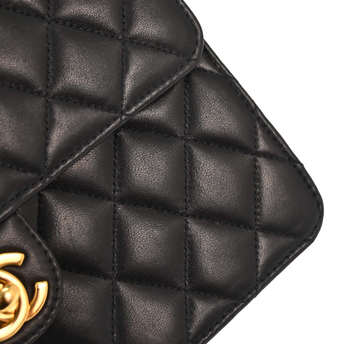 Chanel 2002-2003 Black Lambskin Turnlock Small Half Flap Shoulder Bag