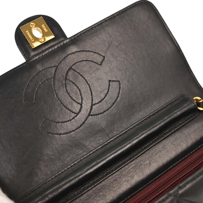 Chanel 2002-2003 Black Lambskin Turnlock Small Half Flap Shoulder Bag