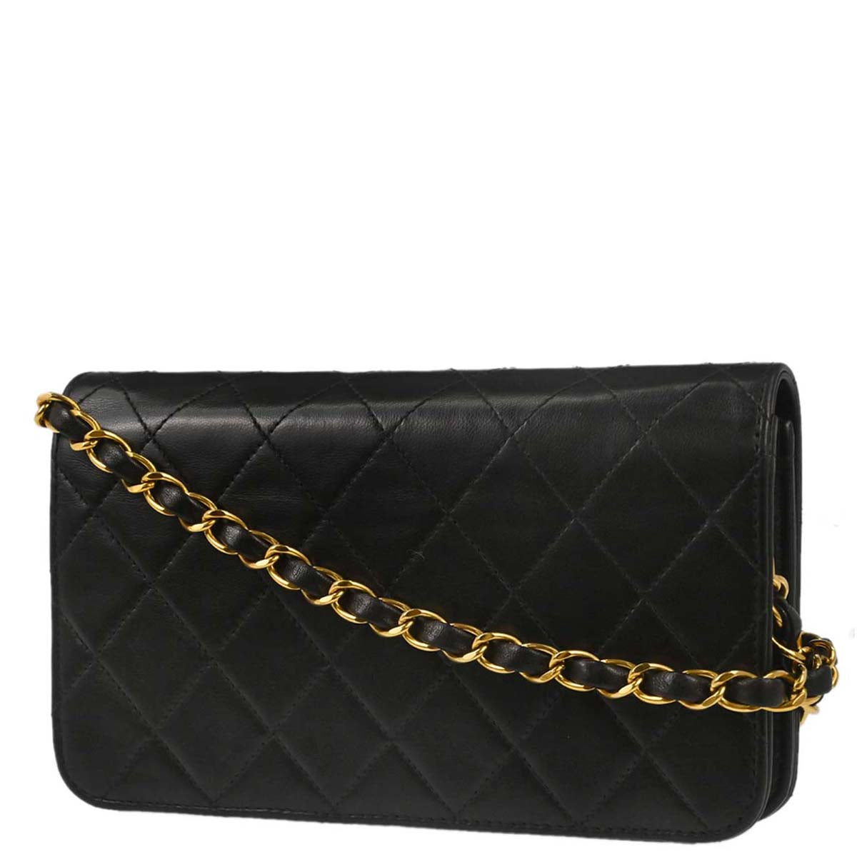 Chanel Black Lambskin Pushlock Mini Full Flap Shoulder Bag