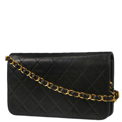 Chanel Black Lambskin Pushlock Mini Full Flap Shoulder Bag