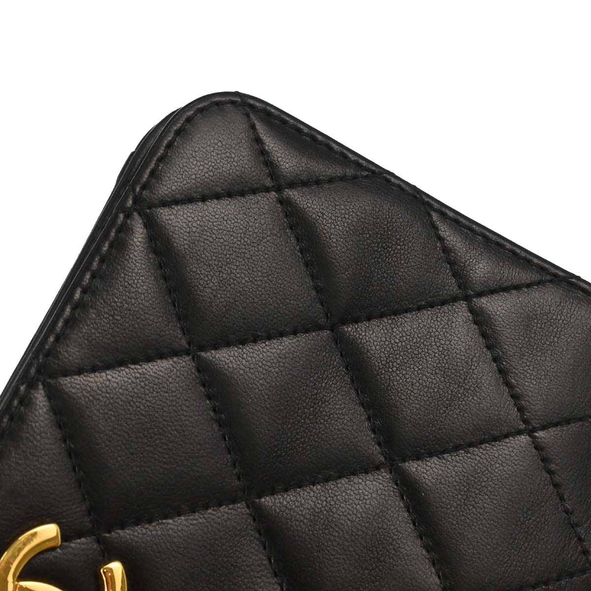 Chanel Black Lambskin Pushlock Mini Full Flap Shoulder Bag