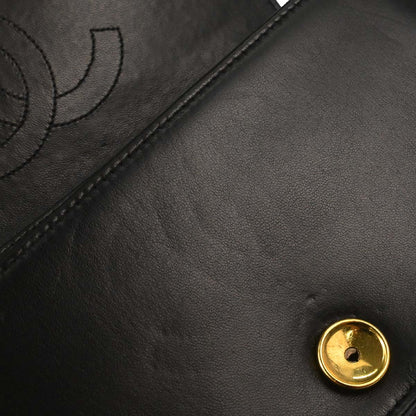 Chanel Black Lambskin Pushlock Mini Full Flap Shoulder Bag