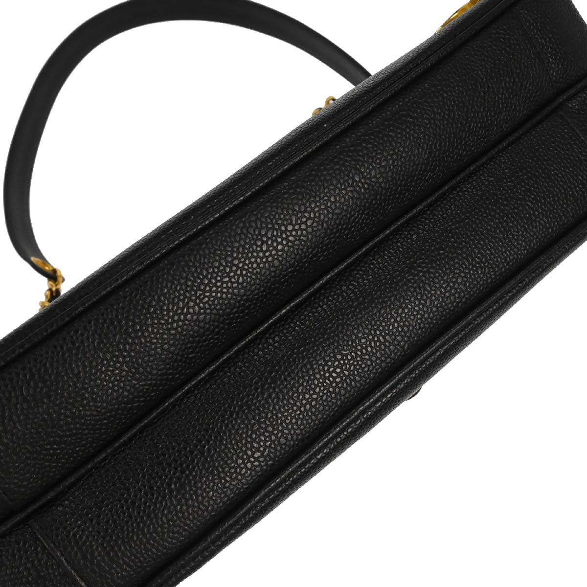 Chanel 1994-1996 Black Caviar Skin Triple CC Shoulder Tote Bag