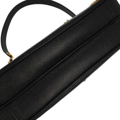Chanel 1994-1996 Black Caviar Skin Triple CC Shoulder Tote Bag