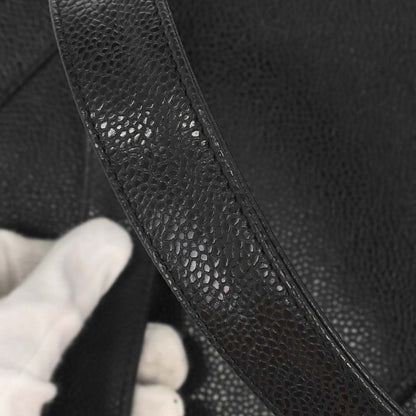 Chanel 1994-1996 Black Caviar Skin Triple CC Shoulder Tote Bag