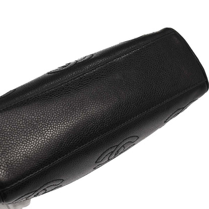 Chanel Black Caviar Skin Triple CC Shoulder Tote Bag