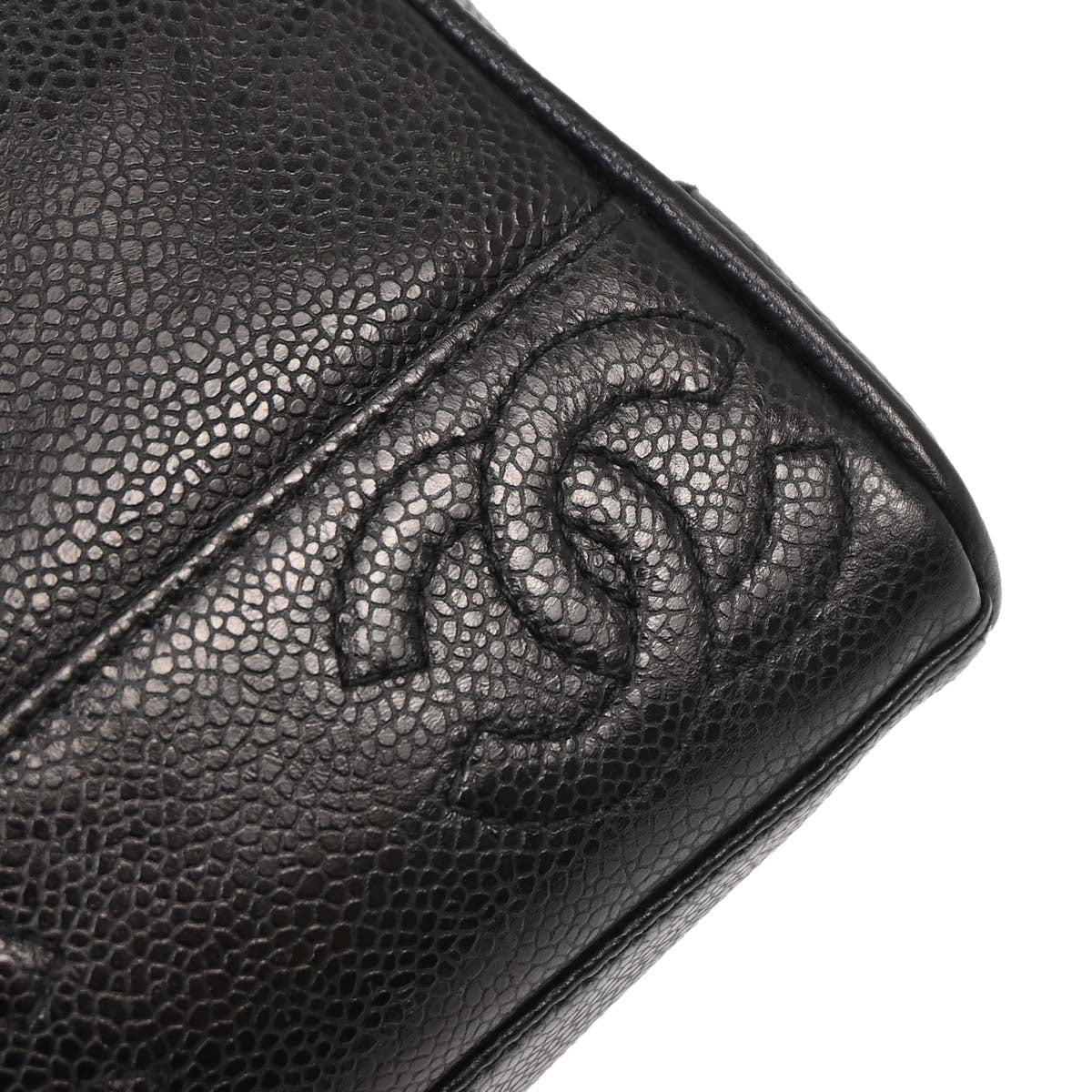 Chanel Black Caviar Skin Triple CC Shoulder Tote Bag