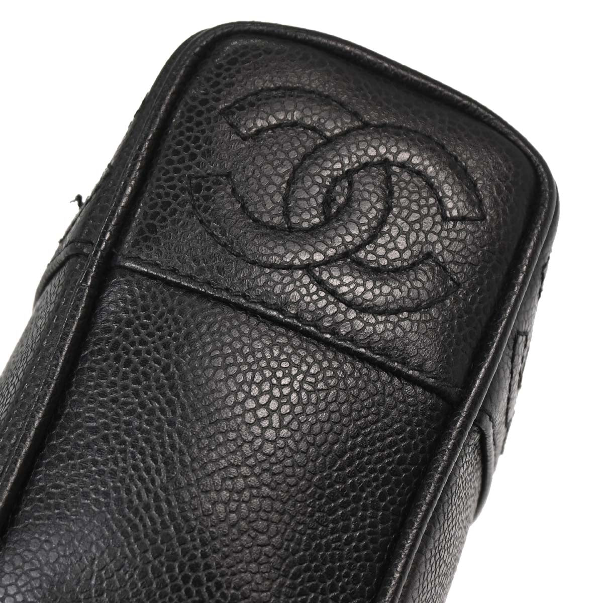 Chanel Black Caviar Skin Triple CC Shoulder Tote Bag
