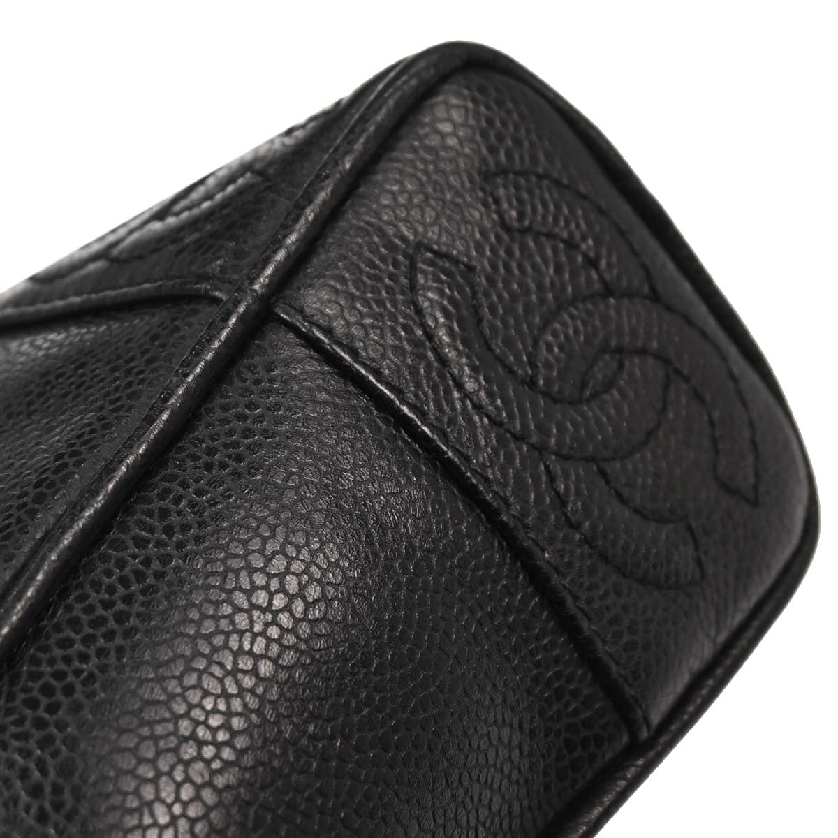 Chanel Black Caviar Skin Triple CC Shoulder Tote Bag
