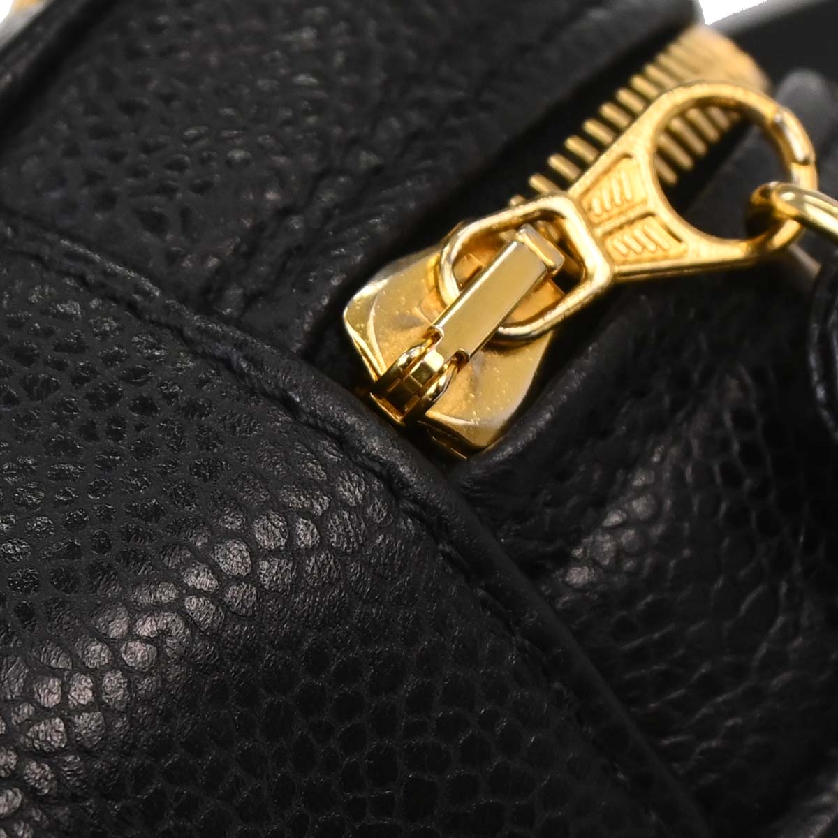Chanel Black Caviar Skin Triple CC Shoulder Tote Bag