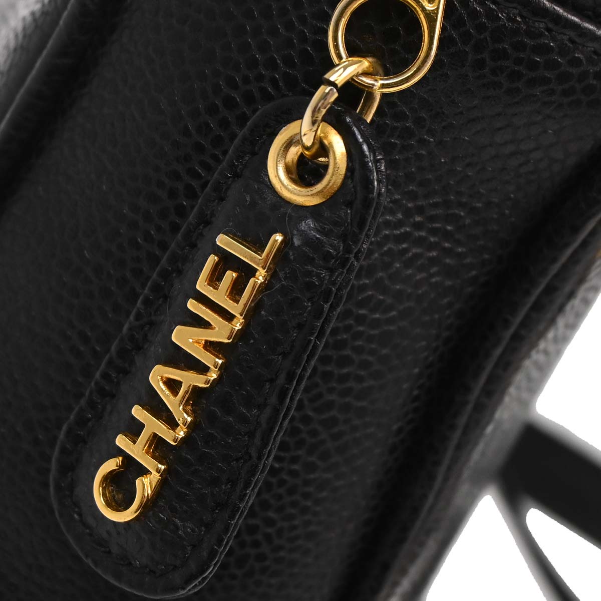 Chanel Black Caviar Skin Triple CC Shoulder Tote Bag
