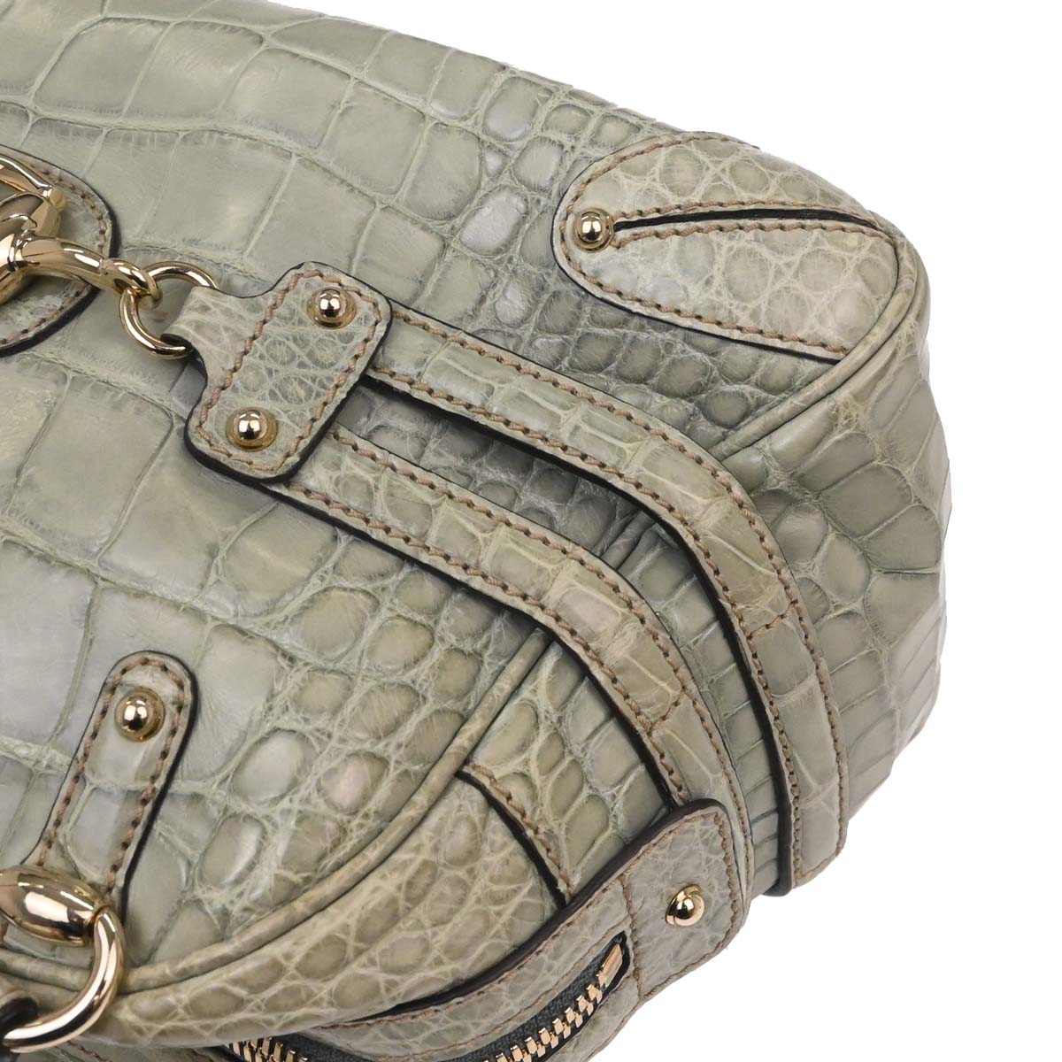 Gucci * Green Crocodile Bamboo Horsebit Handbag