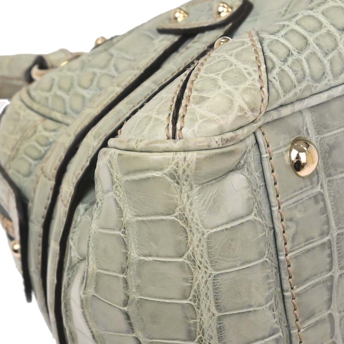 Gucci * Green Crocodile Bamboo Horsebit Handbag