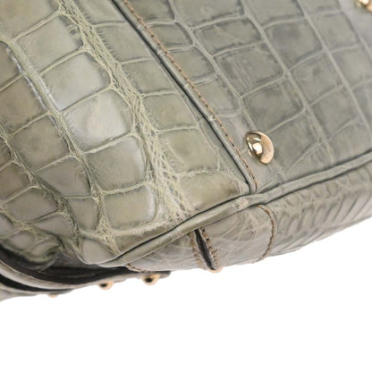 Gucci * Green Crocodile Bamboo Horsebit Handbag