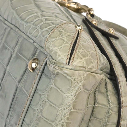 Gucci * Green Crocodile Bamboo Horsebit Handbag