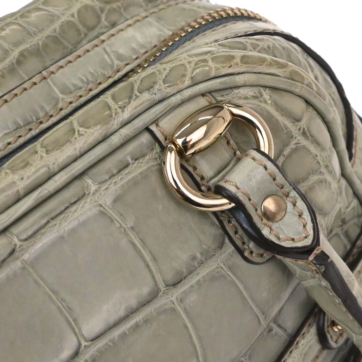 Gucci * Green Crocodile Bamboo Horsebit Handbag