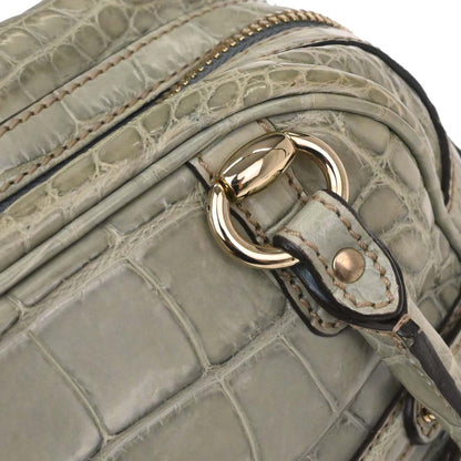 Gucci * Green Crocodile Bamboo Horsebit Handbag