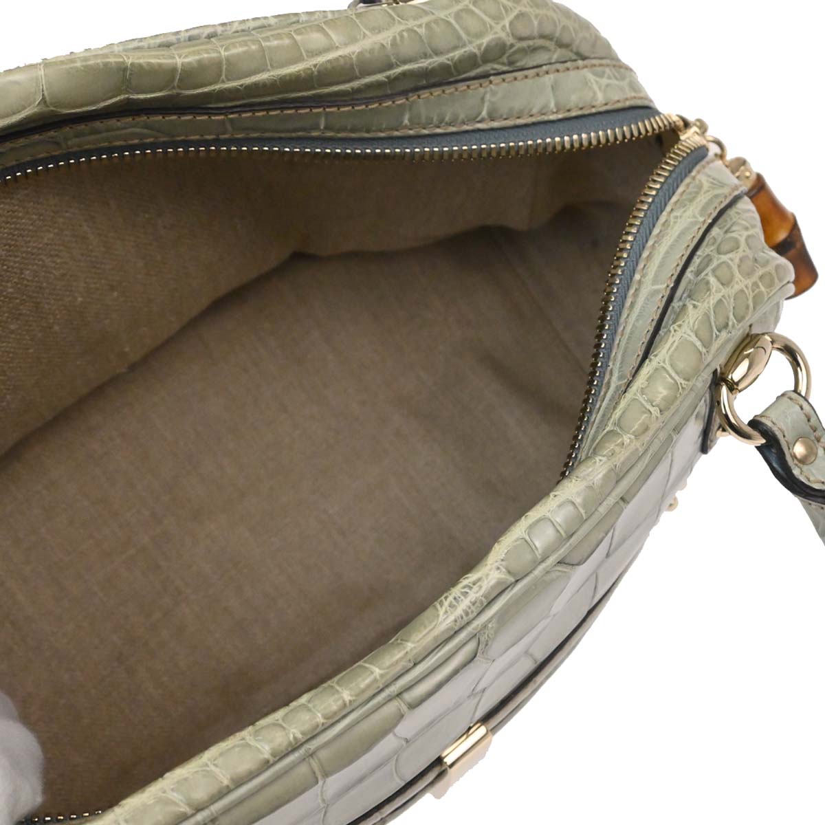 Gucci * Green Crocodile Bamboo Horsebit Handbag