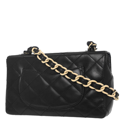 Chanel Black Lambskin Acrylic Chain Shoulder Bag