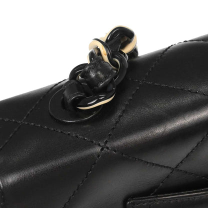 Chanel Black Lambskin Acrylic Chain Shoulder Bag