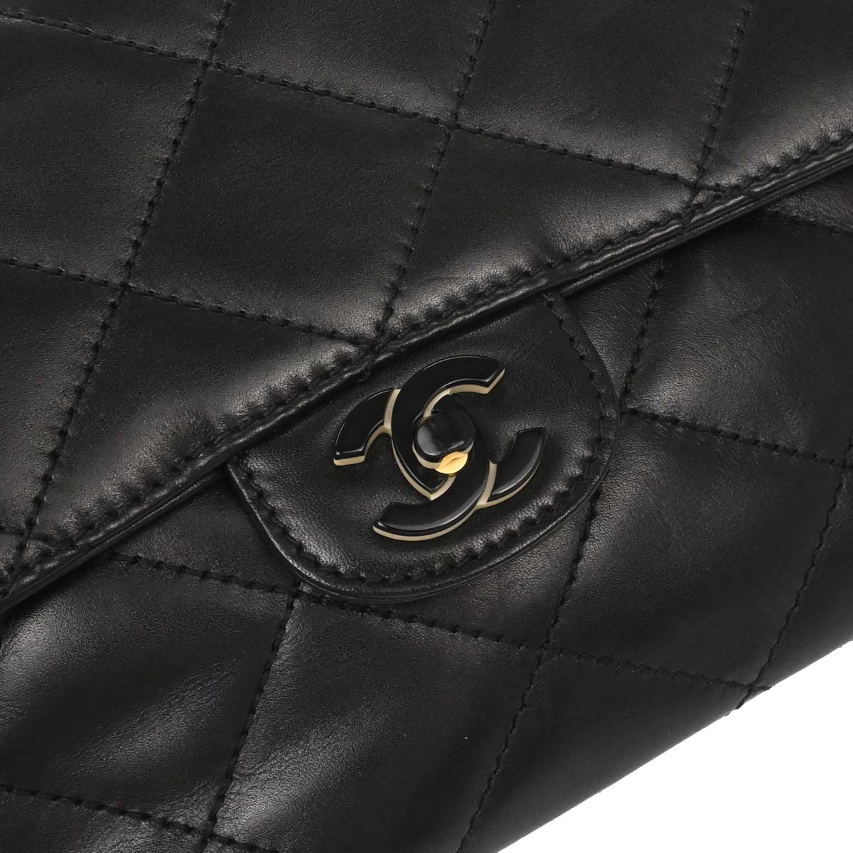 Chanel Black Lambskin Acrylic Chain Shoulder Bag
