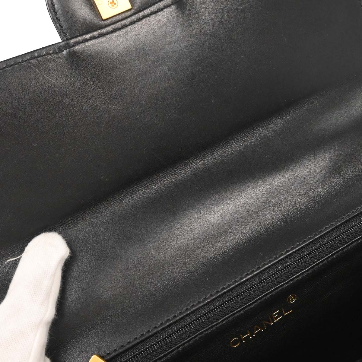 Chanel Black Lambskin Acrylic Chain Shoulder Bag