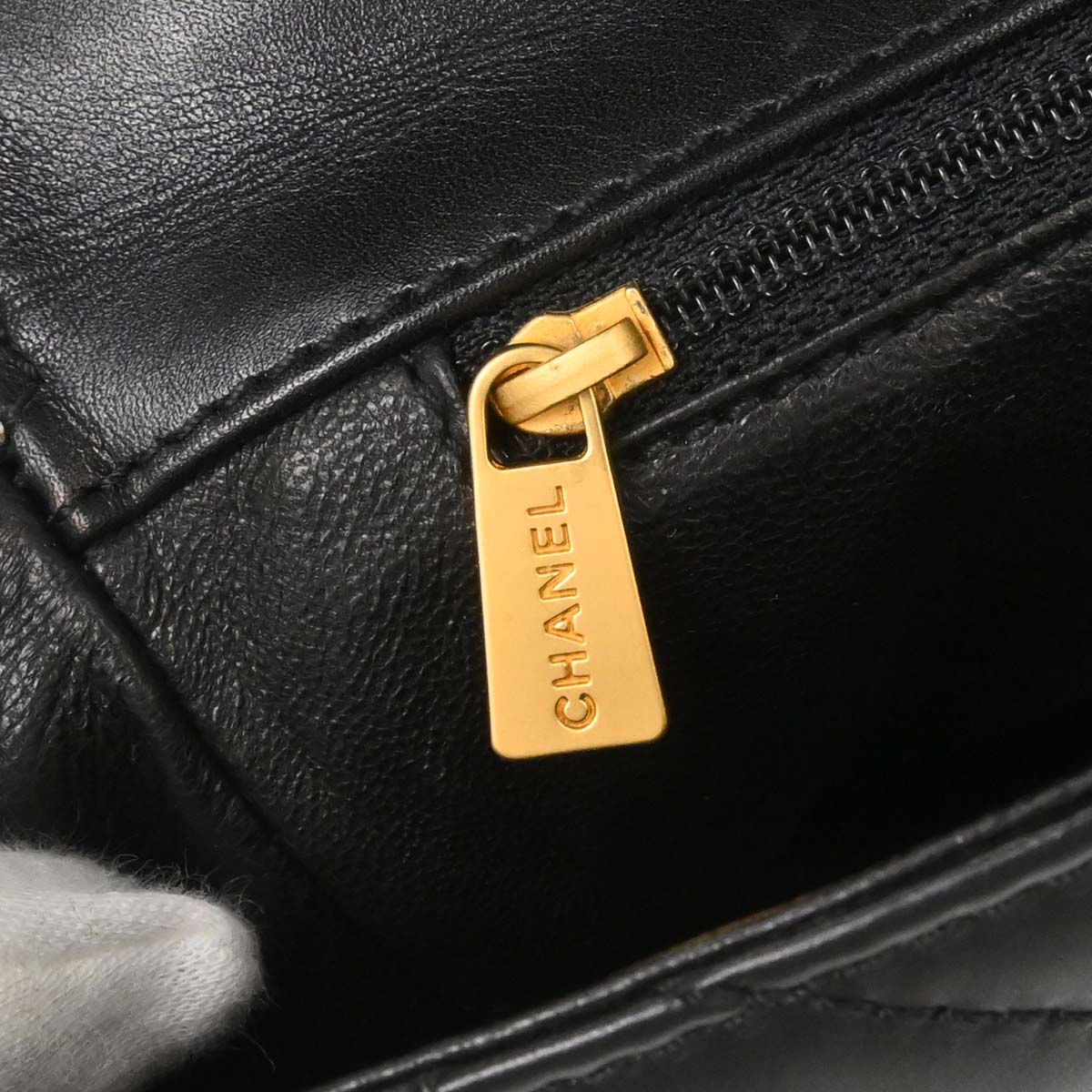 Chanel Black Lambskin Acrylic Chain Shoulder Bag
