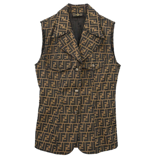 Fendi Single Breasted Sleeveless Jacket Zucca Brown #44