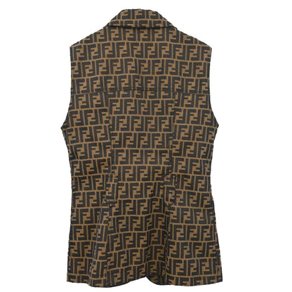 Fendi Single Breasted Sleeveless Jacket Zucca Brown #44