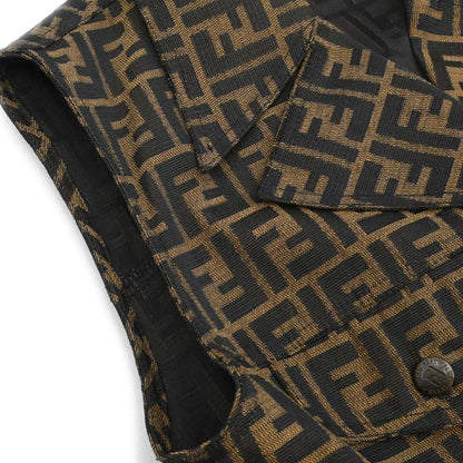 Fendi Single Breasted Sleeveless Jacket Zucca Brown #44