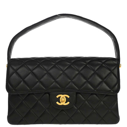 Chanel 1996-1997 Black Lambskin Double Sided Classic Flap Handbag