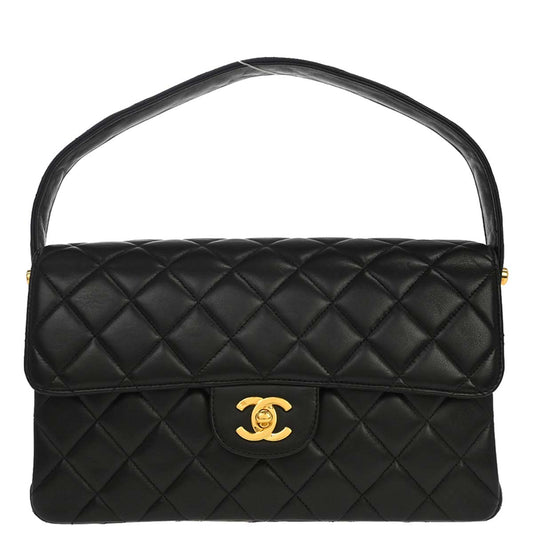 Chanel 1996-1997 Black Lambskin Double Sided Classic Flap Handbag
