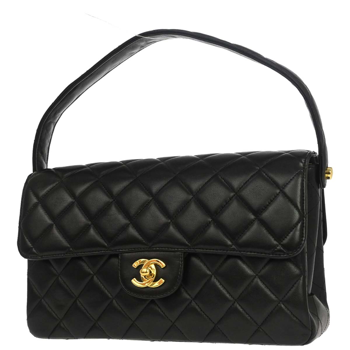 Chanel 1996-1997 Black Lambskin Double Sided Classic Flap Handbag