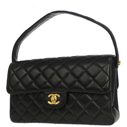 Chanel 1996-1997 Black Lambskin Double Sided Classic Flap Handbag