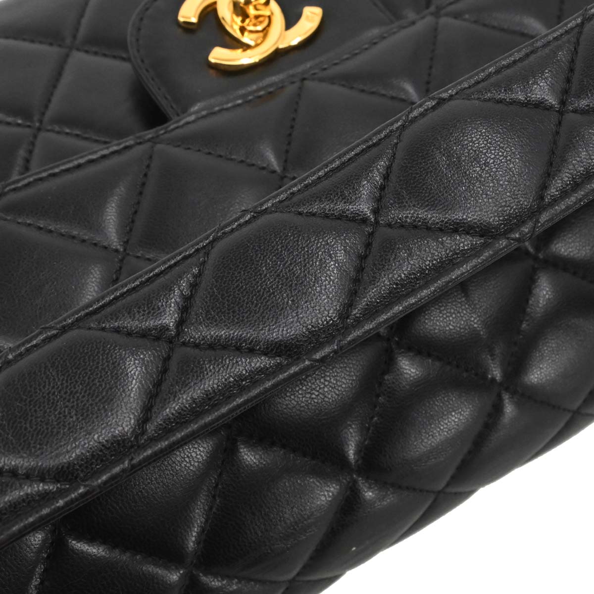 Chanel 1996-1997 Black Lambskin Double Sided Classic Flap Handbag