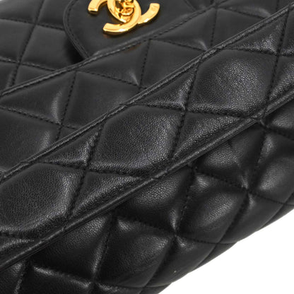 Chanel 1996-1997 Black Lambskin Double Sided Classic Flap Handbag